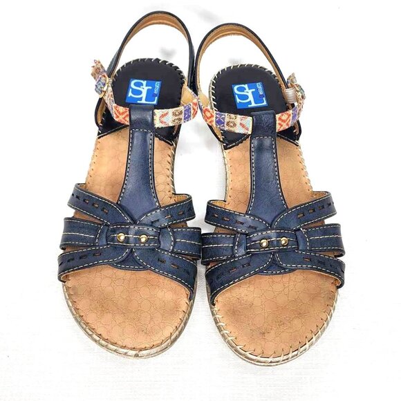SL Design navy leather sandals - Picture 1 of 10
